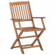 Chaises pliables de jardin avec coussins bois d'acacia - Couleur des coussins et nombre de chaises au choix 