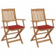 Chaises pliables de jardin avec coussins bois d'acacia - Couleur et nombre de places au choix Rouge