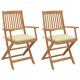 Chaises pliables de jardin 2 pcs avec coussins bois d'acacia 