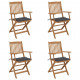 Chaises pliables de jardin 4 pcs avec coussins bois d'acacia - Anthracite 