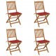 Chaises pliables de jardin 4 pcs avec coussins bois d'acacia - Rouge 