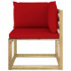 Canapé d'angle de jardin avec coussins bois imprégné - Couleur des coussins au choix Rouge