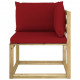 Canapé d'angle de jardin avec coussins bois imprégné - Couleur des coussins au choix Rouge-foncé