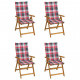 Chaises inclinables de jardin 4 pcs avec coussins bois d'acacia 