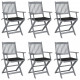Chaises pliables d'extérieur 6 pcs avec coussins bois d'acacia - Couleur au choix Noir