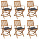 Chaises pliables de jardin 6 pcs avec coussins bois d'acacia 