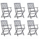 Chaises pliables d'extérieur 6 pcs bois d'acacia solide bois gris 