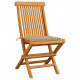 Chaises de jardin bois de teck massif avec coussins 6 pcs - Couleur au choix Beige