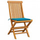 Chaises de jardin bois de teck massif avec coussins 6 pcs - Couleur au choix Bleu