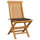 Chaises de jardin bois de teck massif avec coussins 6 pcs - Couleur au choix Taupe
