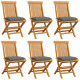Chaises de jardin avec coussins gris 6 pcs bois de teck massif 