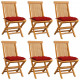 Chaises de jardin avec coussins rouge 6 pcs bois de teck massif 