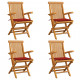 Chaises de jardin avec coussins rouge 4 pcs bois de teck massif 