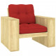 Chaise de jardin bois de pin imprégné avec coussins - Couleur au choix Rouge
