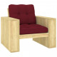 Chaise de jardin bois de pin imprégné avec coussins - Couleur au choix Rouge-bordeaux