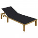 Chaise longue avec coussin noir bois de pin imprégné 