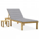 Chaise longue de jardin avec table et coussin pin imprégné 