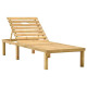 Transat chaise longue bain de soleil lit de jardin terrasse meuble d'extérieur avec table et coussin pin imprégné helloshop26 02_0012657 