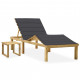 Chaise longue de jardin avec table et coussin pin imprégné 