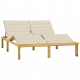 Chaise longue double et coussins crème bois de pin imprégné 