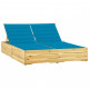 Chaise longue double et coussins bleu pin imprégné 