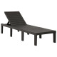 Transat chaise longue bain de soleil lit de jardin terrasse meuble d'extérieur avec coussin plastique anthracite helloshop26 02_0012500 