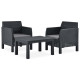 Salon de jardin 3 pcs avec coussins pp rotin anthracite 