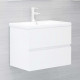 Armoire d'évier avec lavabo intégré blanc brillant aggloméré 
