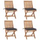 Chaises pliables de jardin avec coussins teck solide - Couleur des coussins et nombre de chaises au choix 4 places