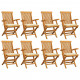 Chaises de jardin avec coussins 8 pcs bois de teck massif - Couleur des coussins au choix Crème