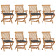 Chaises de jardin avec coussins anthracite 8 pcs teck massif - Couleur des coussins au choix Anthracite