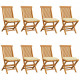 Chaises de jardin avec coussins 8 pcs teck massif - Couleur au choix Blanc crème