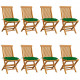 Chaises de jardin avec coussins 8 pcs teck massif - Couleur au choix Vert