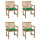 Chaises de jardin 4 pcs avec coussins teck solide - Couleur au choix Vert