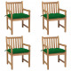 Chaises de jardin avec coussins teck solide - Couleur et nombre de places au choix Vert