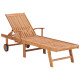Lot de 2 transats chaise longue bain de soleil lit de jardin terrasse meuble d'extérieur avec coussin bleu royal teck solide helloshop26 02_0012028 