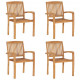 Chaises de jardin empilables avec coussins teck solide - Couleur et nombre de places au choix 