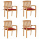 Chaises de jardin empilables avec coussins teck solide - Couleur et nombre de places au choix Rouge