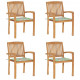 Chaises de jardin empilables avec coussins teck solide - Couleur et nombre de places au choix motif feuilles
