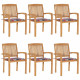Chaises de jardin empilables avec coussins teck solide - Couleur et nombre de places au choix Carreaux-rouge