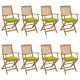 Chaises pliables de jardin avec coussins bois d'acacia - Couleur et nombre de places au choix Vert Vif