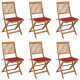 Chaises pliables de jardin 6 pcs avec coussins bois d'acacia 