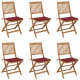 Chaises pliables de jardin 6 pcs avec coussins bois d'acacia rouge bordeaux 