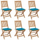 Chaises pliables de jardin avec coussins bois d'acacia - Couleur et nombre de places au choix Bleu-clair