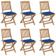 Chaises pliables de jardin avec coussins bois d'acacia - Couleur et nombre de places au choix Bleu