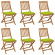 Chaises pliables de jardin 6 pcs avec coussins bois d'acacia vert vif 