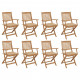 Chaises pliables d'extérieur avec coussins 8 pcs bois d'acacia - Couleur au choix Beige