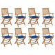 Chaises pliables d'extérieur avec coussins 8 pcs bois d'acacia - Couleur au choix Bleu