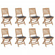 Chaises pliables d'extérieur avec coussins 8 pcs bois d'acacia - Couleur au choix 