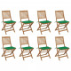 Chaises pliables d'extérieur avec coussins 8 pcs bois d'acacia - Couleur au choix Vert